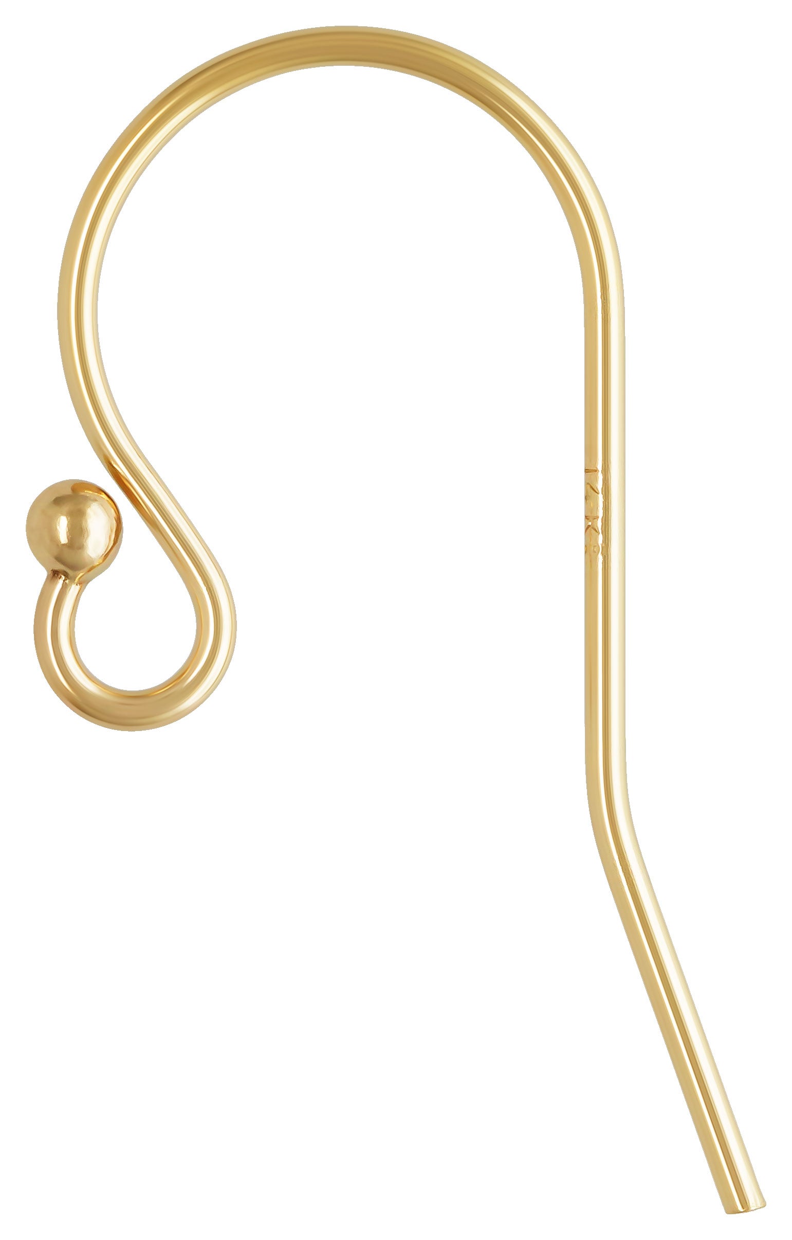 14K Gold Ear Wire Ball on tip Wire Hook, Jewelry Making, Earring Supplies,  Fishhook. Sold individually